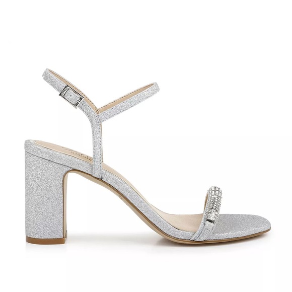 JEWEL BADGLEY MISCHKA Charlee Embellished Evening Sandals in Silver Size 6 - Picture 2 of 10